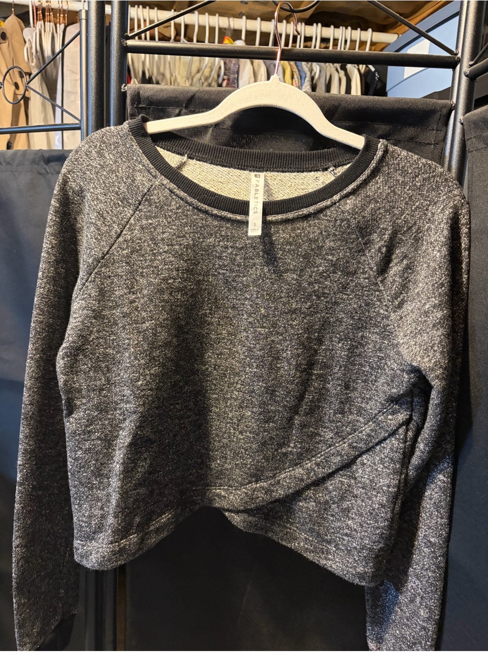 Fabletics Charcoal Heather Cropped Sweatshirt